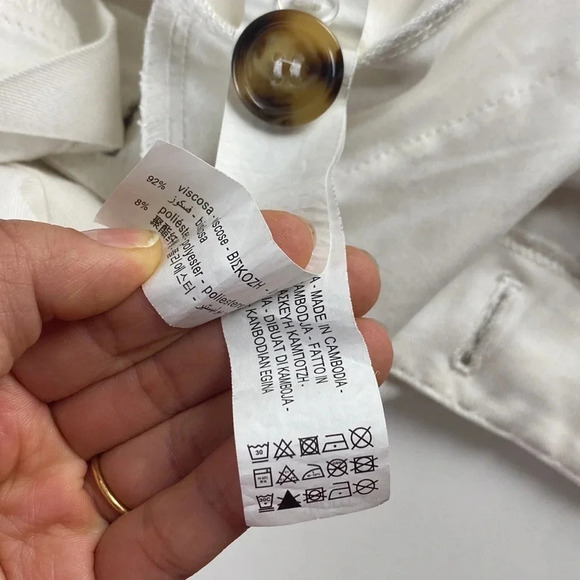 White contemporary high waist button fly wide pull on leg pants sz Extra large - Picture 9 of 17